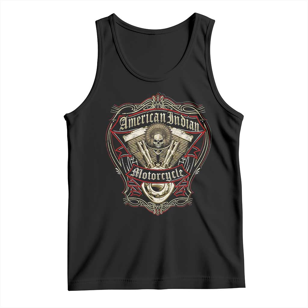 American Indian Skull Motorcycle Vintage Motorbike Engine Tank Top TS11 Black Print Your Wear