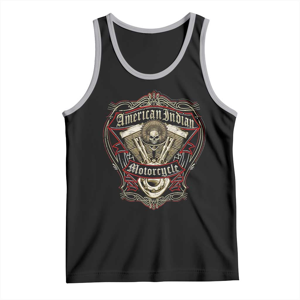 American Indian Skull Motorcycle Vintage Motorbike Engine Tank Top TS11 Black Athletic Heather Print Your Wear