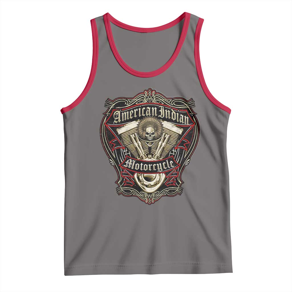 American Indian Skull Motorcycle Vintage Motorbike Engine Tank Top TS11 Deep Heather Red Print Your Wear