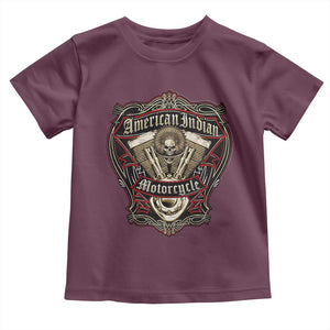 American Indian Skull Motorcycle Vintage Motorbike Engine Toddler T Shirt TS11 Maroon Print Your Wear