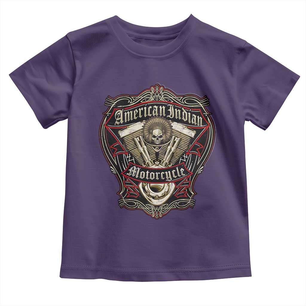 American Indian Skull Motorcycle Vintage Motorbike Engine Toddler T Shirt TS11 Purple Print Your Wear