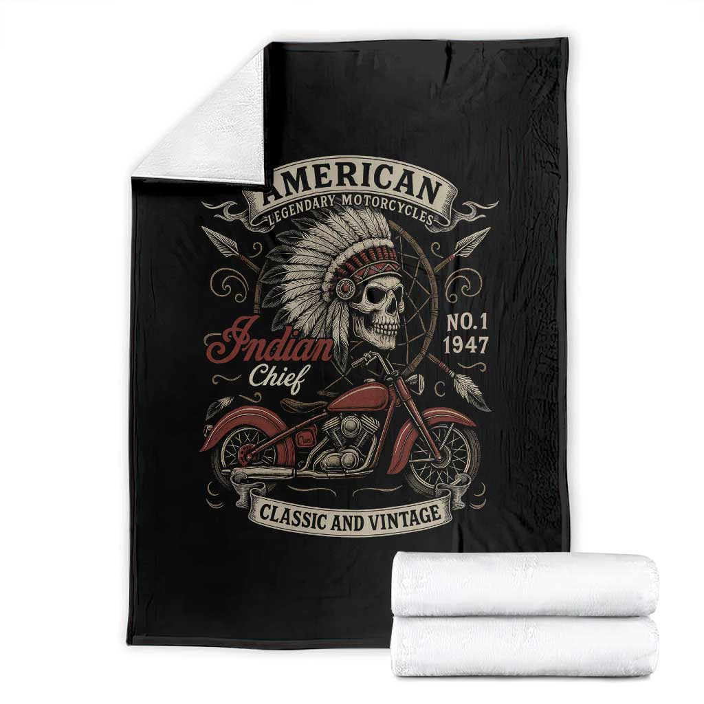 American Legendary Motorcycle Indian Chief Throw Blanket No 1 Classic And Vintage Skull TS11 Black Print Your Wear