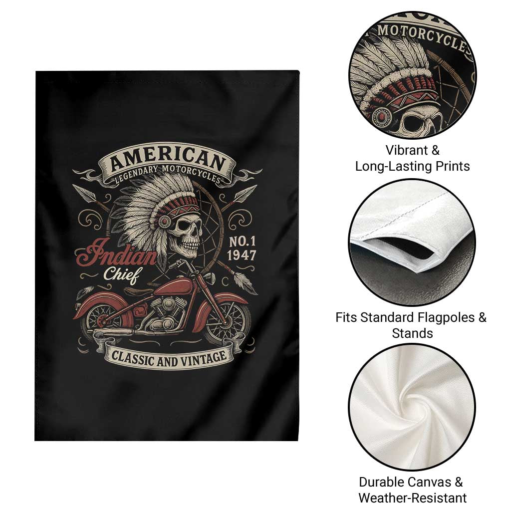 American Legendary Motorcycle Indian Chief Garden Flag No 1 Classic And Vintage Skull TS11 Print Your Wear