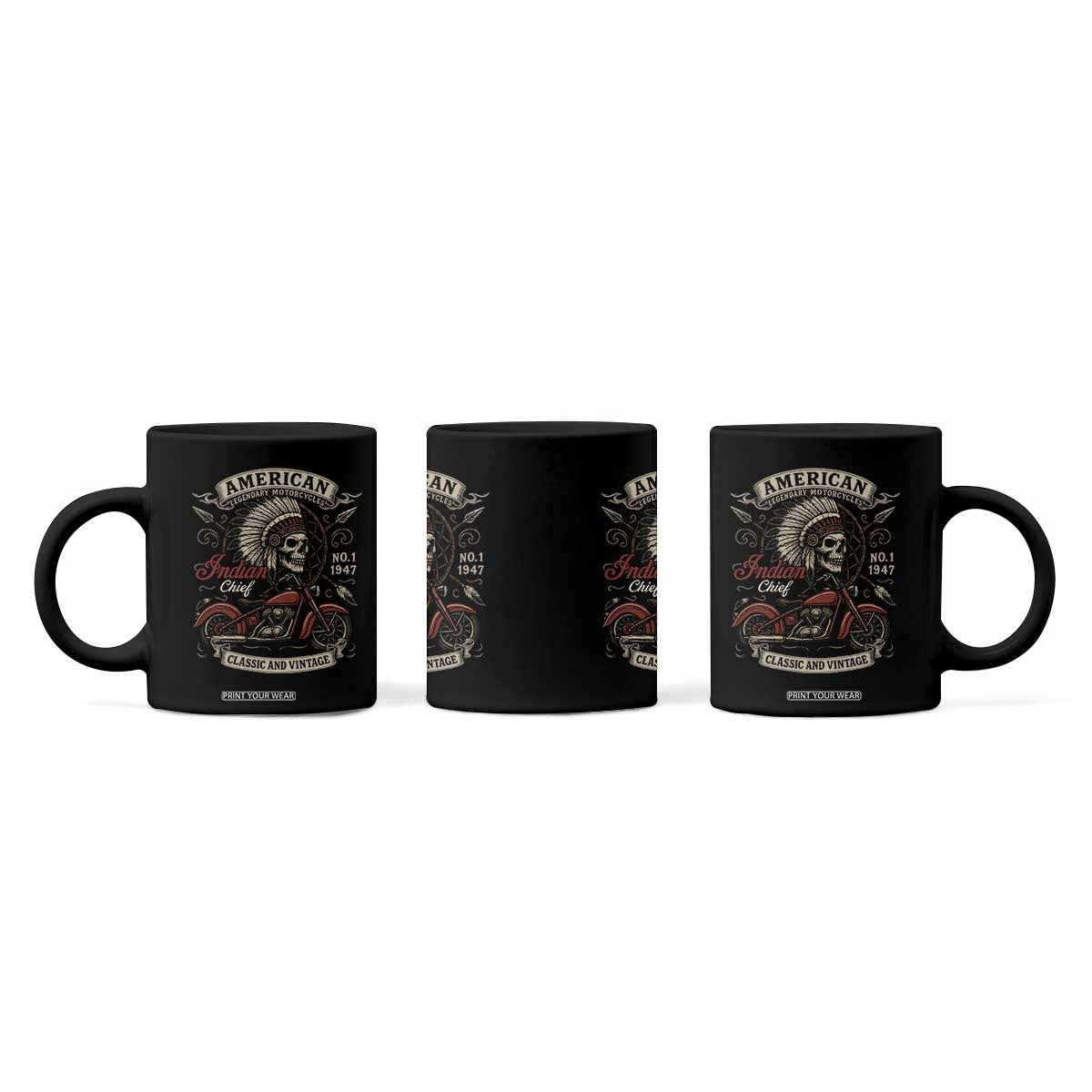 American Legendary Motorcycle Indian Chief Coffee Mug No 1 Classic And Vintage Skull TS11 Print Your Wear