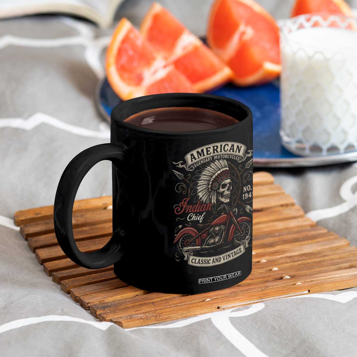 American Legendary Motorcycle Indian Chief Coffee Mug No 1 Classic And Vintage Skull TS11 Print Your Wear