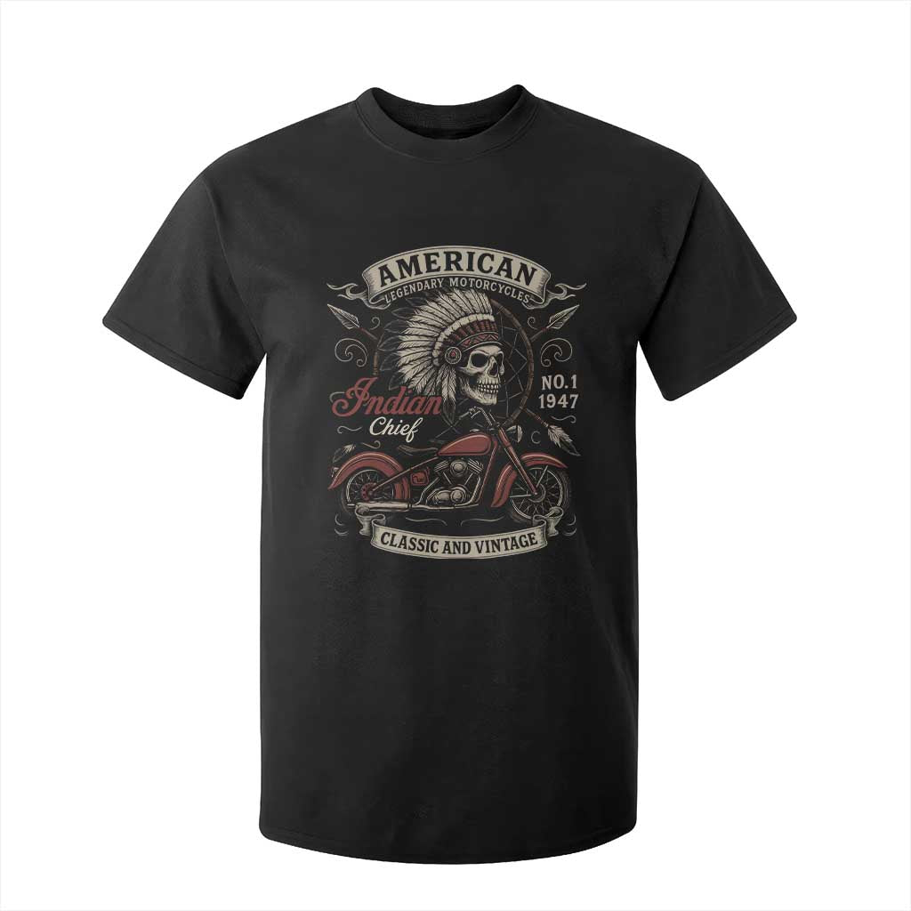 American Legendary Motorcycle Indian Chief T Shirt For Kid No 1 Classic And Vintage Skull TS11 Black Print Your Wear
