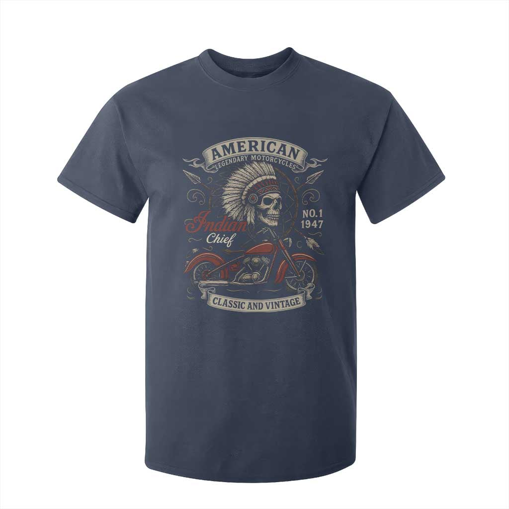 American Legendary Motorcycle Indian Chief T Shirt For Kid No 1 Classic And Vintage Skull TS11 Navy Print Your Wear