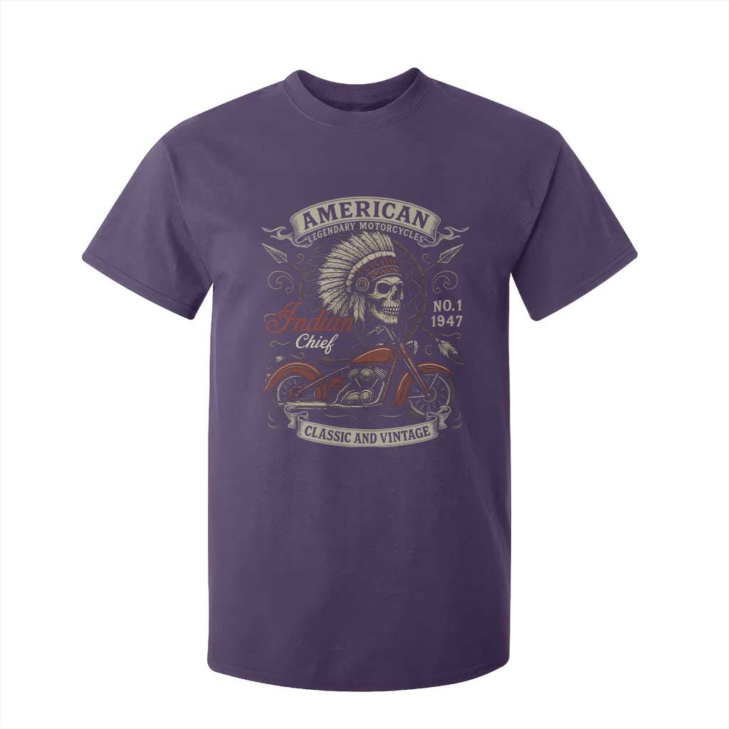 American Legendary Motorcycle Indian Chief T Shirt For Kid No 1 Classic And Vintage Skull TS11 Purple Print Your Wear