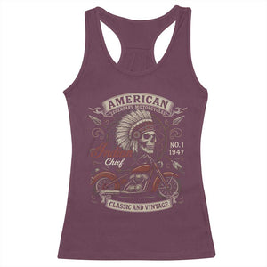 American Legendary Motorcycle Indian Chief Racerback Tank Top No 1 Classic And Vintage Skull TS11 Maroon Print Your Wear