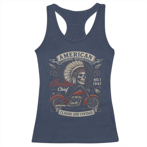 American Legendary Motorcycle Indian Chief Racerback Tank Top No 1 Classic And Vintage Skull TS11 Navy Print Your Wear