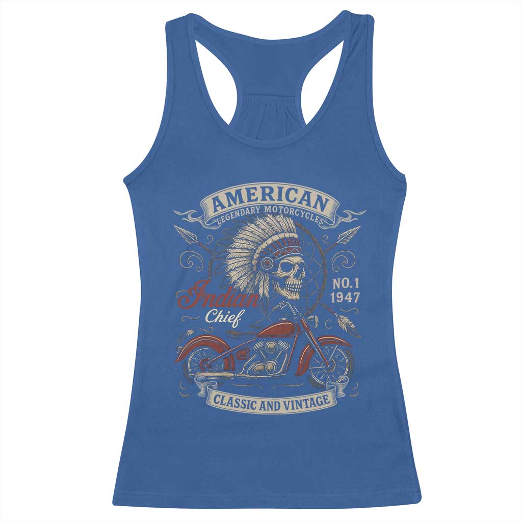 American Legendary Motorcycle Indian Chief Racerback Tank Top No 1 Classic And Vintage Skull TS11 Royal Blue Print Your Wear