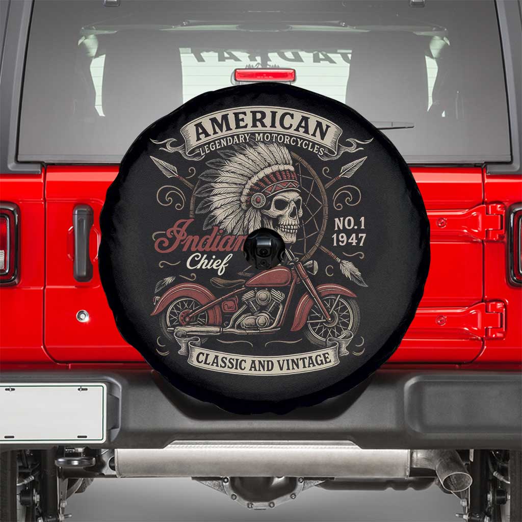 American Legendary Motorcycle Indian Chief Spare Tire Cover No 1 Classic And Vintage Skull TS11 Black Print Your Wear