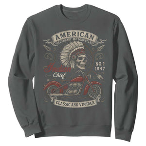 American Legendary Motorcycle Indian Chief Sweatshirt No 1 Classic And Vintage Skull TS11 Dark Heather Print Your Wear