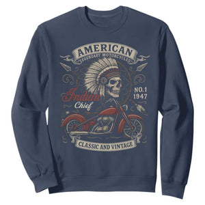 American Legendary Motorcycle Indian Chief Sweatshirt No 1 Classic And Vintage Skull TS11 Navy Print Your Wear