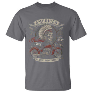 American Legendary Motorcycle Indian Chief T Shirt No 1 Classic And Vintage Skull TS11 Charcoal Print Your Wear