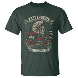 American Legendary Motorcycle Indian Chief T Shirt No 1 Classic And Vintage Skull TS11 Dark Forest Green Print Your Wear