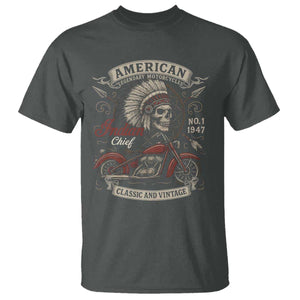 American Legendary Motorcycle Indian Chief T Shirt No 1 Classic And Vintage Skull TS11 Dark Heather Print Your Wear