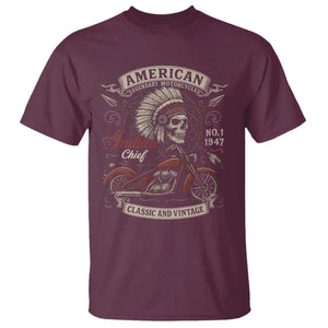 American Legendary Motorcycle Indian Chief T Shirt No 1 Classic And Vintage Skull TS11 Maroon Print Your Wear