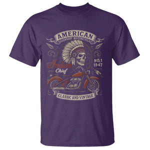 American Legendary Motorcycle Indian Chief T Shirt No 1 Classic And Vintage Skull TS11 Purple Print Your Wear
