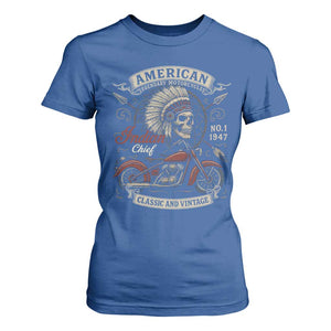 American Legendary Motorcycle Indian Chief T Shirt For Women No 1 Classic And Vintage Skull TS11 Royal Blue Print Your Wear