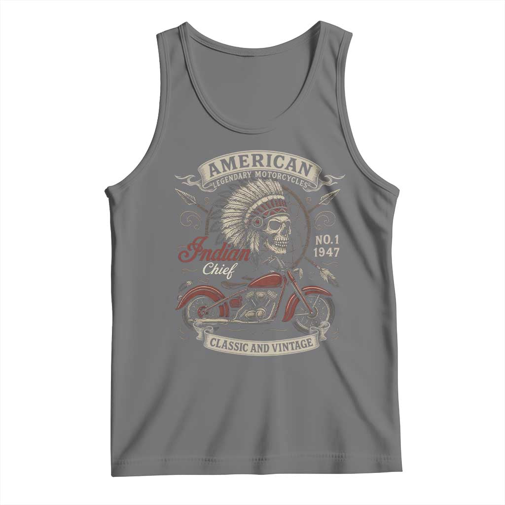 American Legendary Motorcycle Indian Chief Tank Top No 1 Classic And Vintage Skull TS11 Black Heather Print Your Wear