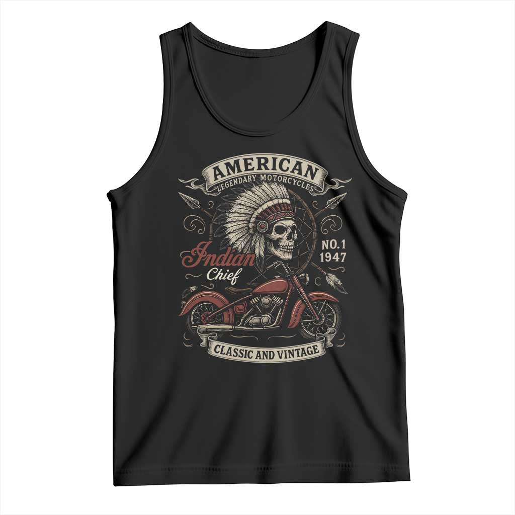 American Legendary Motorcycle Indian Chief Tank Top No 1 Classic And Vintage Skull TS11 Black Print Your Wear