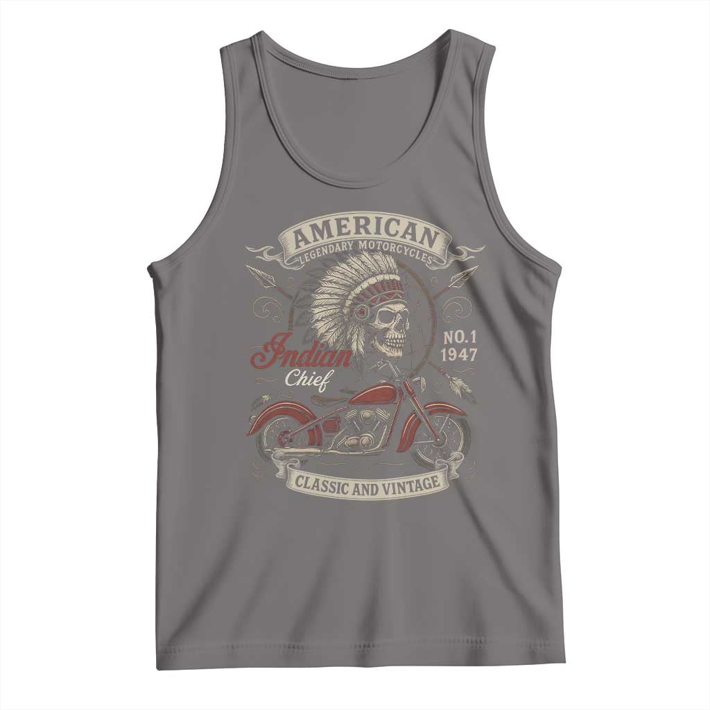 American Legendary Motorcycle Indian Chief Tank Top No 1 Classic And Vintage Skull TS11 Deep Heather Print Your Wear