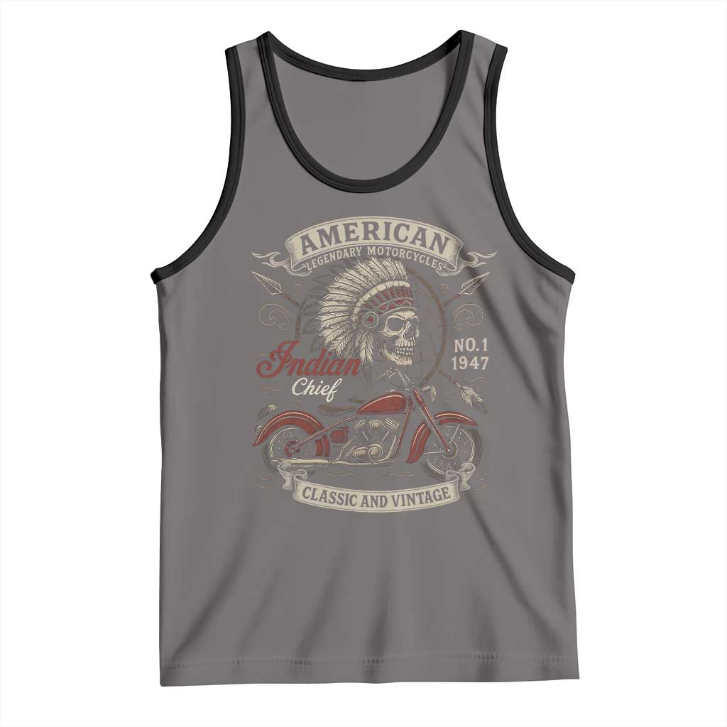 American Legendary Motorcycle Indian Chief Tank Top No 1 Classic And Vintage Skull TS11 Deep Heather Black Print Your Wear