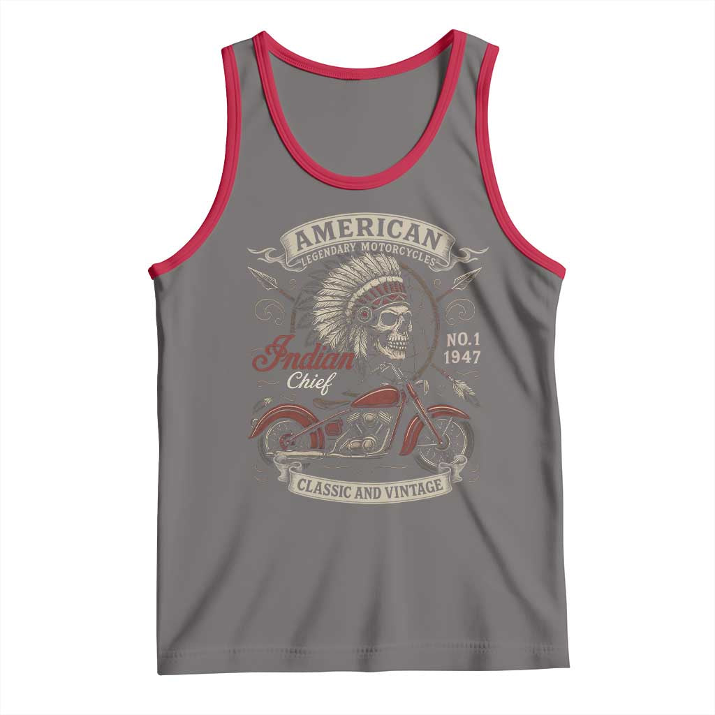 American Legendary Motorcycle Indian Chief Tank Top No 1 Classic And Vintage Skull TS11 Deep Heather Red Print Your Wear