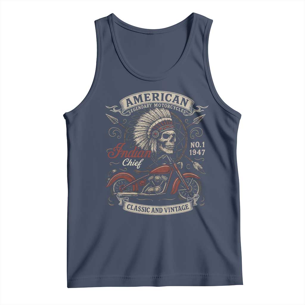 American Legendary Motorcycle Indian Chief Tank Top No 1 Classic And Vintage Skull TS11 Navy Print Your Wear