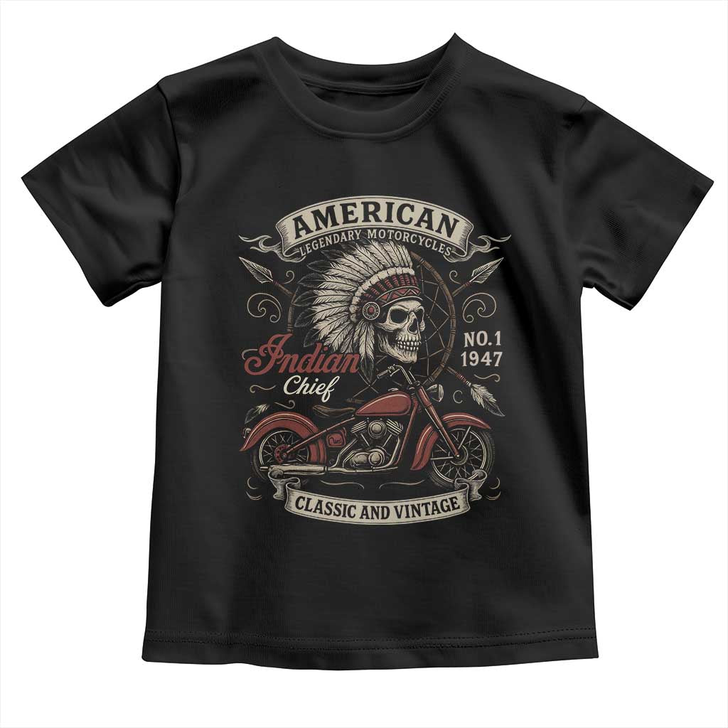 American Legendary Motorcycle Indian Chief Toddler T Shirt No 1 Classic And Vintage Skull TS11 Black Print Your Wear