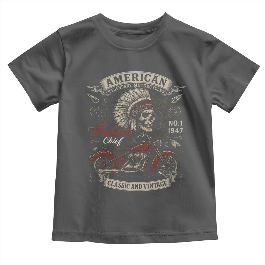 American Legendary Motorcycle Indian Chief Toddler T Shirt No 1 Classic And Vintage Skull TS11 Dark Heather Print Your Wear