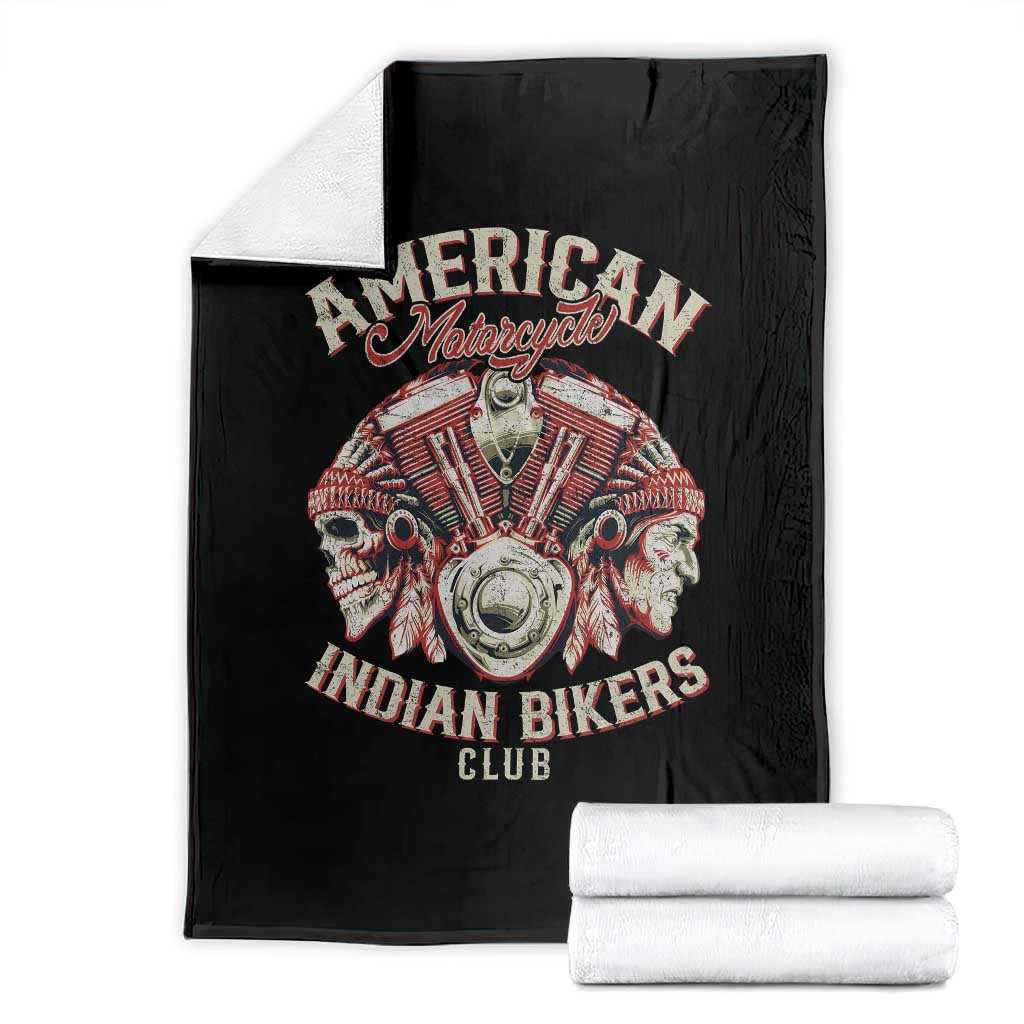 American Legendary Motorcycle Indian Biker Club Throw Blanket Vintage Motorbike Engine Native American Skull TS11 Black Print Your Wear