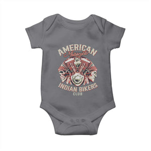 American Legendary Motorcycle Indian Biker Club Baby Onesie Vintage Motorbike Engine Native American Skull TS11 Charcoal Print Your Wear