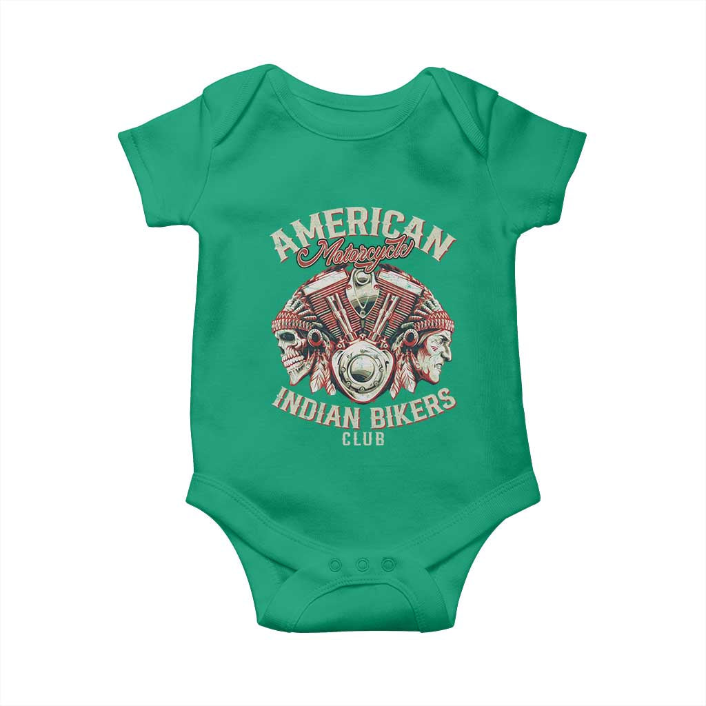 American Legendary Motorcycle Indian Biker Club Baby Onesie Vintage Motorbike Engine Native American Skull TS11 Irish Green Print Your Wear