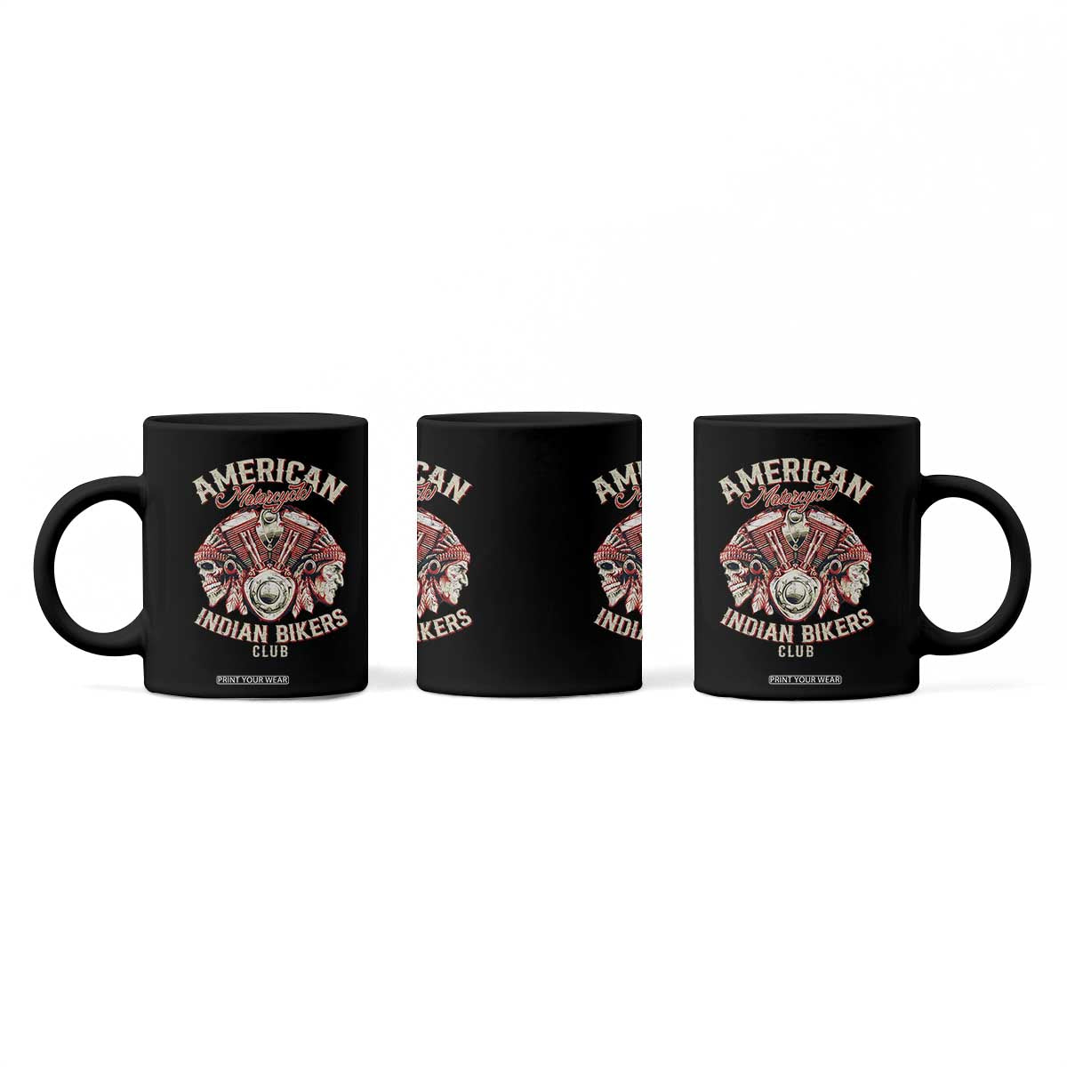 American Legendary Motorcycle Indian Biker Club Coffee Mug Vintage Motorbike Engine Native American Skull TS11 Print Your Wear