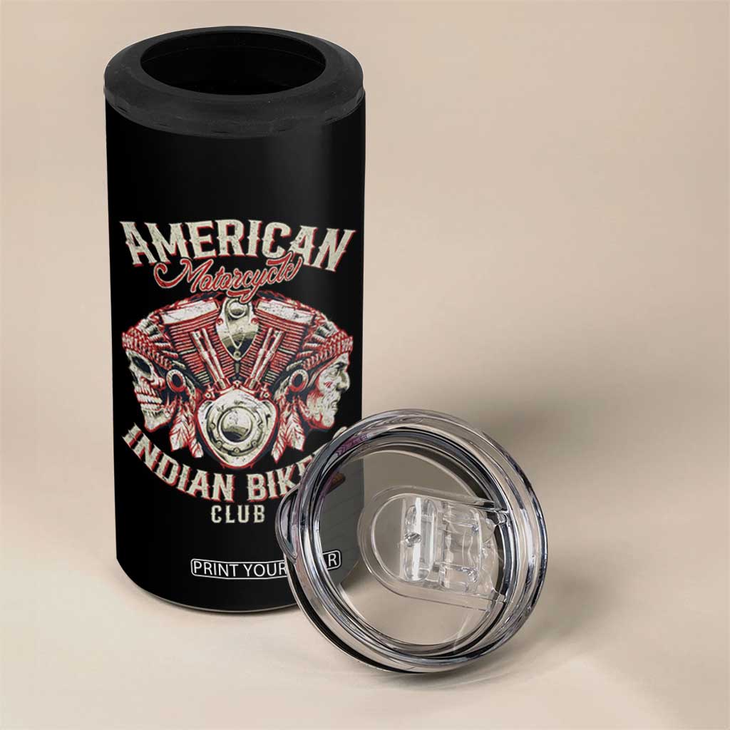 American Legendary Motorcycle Indian Biker Club 4 in 1 Can Cooler Tumbler Vintage Motorbike Engine Native American Skull TS11 Print Your Wear