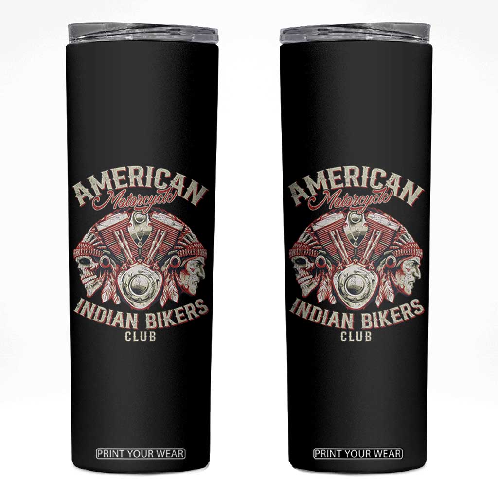 American Legendary Motorcycle Indian Biker Club Skinny Tumbler Vintage Motorbike Engine Native American Skull TS11 Black Print Your Wear
