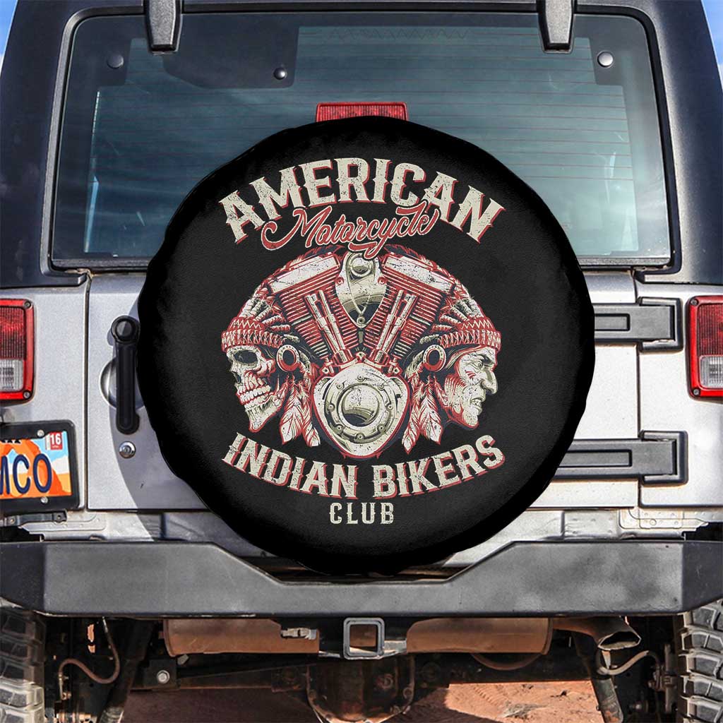 American Legendary Motorcycle Indian Biker Club Spare Tire Cover Vintage Motorbike Engine Native American Skull TS11 No hole Black Print Your Wear