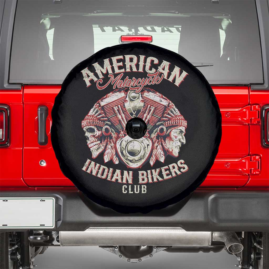 American Legendary Motorcycle Indian Biker Club Spare Tire Cover Vintage Motorbike Engine Native American Skull TS11 Black Print Your Wear