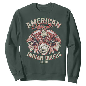 American Legendary Motorcycle Indian Biker Club Sweatshirt Vintage Motorbike Engine Native American Skull TS11 Dark Forest Green Print Your Wear