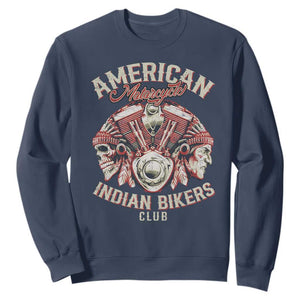 American Legendary Motorcycle Indian Biker Club Sweatshirt Vintage Motorbike Engine Native American Skull TS11 Navy Print Your Wear