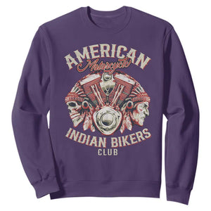 American Legendary Motorcycle Indian Biker Club Sweatshirt Vintage Motorbike Engine Native American Skull TS11 Purple Print Your Wear