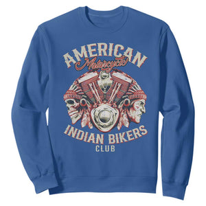 American Legendary Motorcycle Indian Biker Club Sweatshirt Vintage Motorbike Engine Native American Skull TS11 Royal Blue Print Your Wear