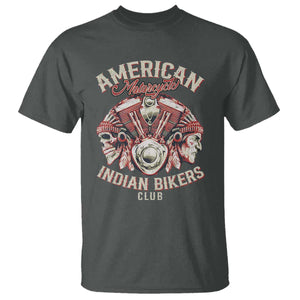 American Legendary Motorcycle Indian Biker Club T Shirt Vintage Motorbike Engine Native American Skull TS11 Dark Heather Print Your Wear