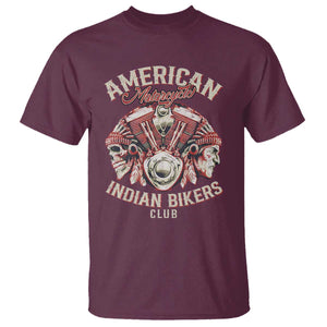 American Legendary Motorcycle Indian Biker Club T Shirt Vintage Motorbike Engine Native American Skull TS11 Maroon Print Your Wear