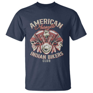 American Legendary Motorcycle Indian Biker Club T Shirt Vintage Motorbike Engine Native American Skull TS11 Navy Print Your Wear