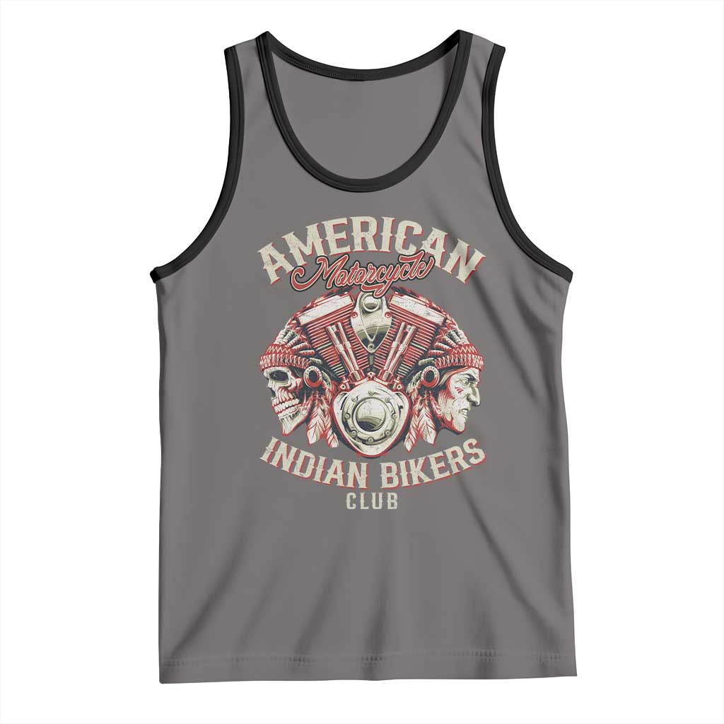 American Legendary Motorcycle Indian Biker Club Tank Top Vintage Motorbike Engine Native American Skull TS11 Deep Heather Black Print Your Wear