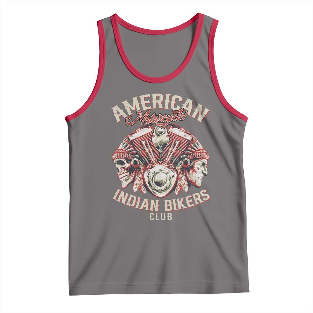 American Legendary Motorcycle Indian Biker Club Tank Top Vintage Motorbike Engine Native American Skull TS11 Deep Heather Red Print Your Wear