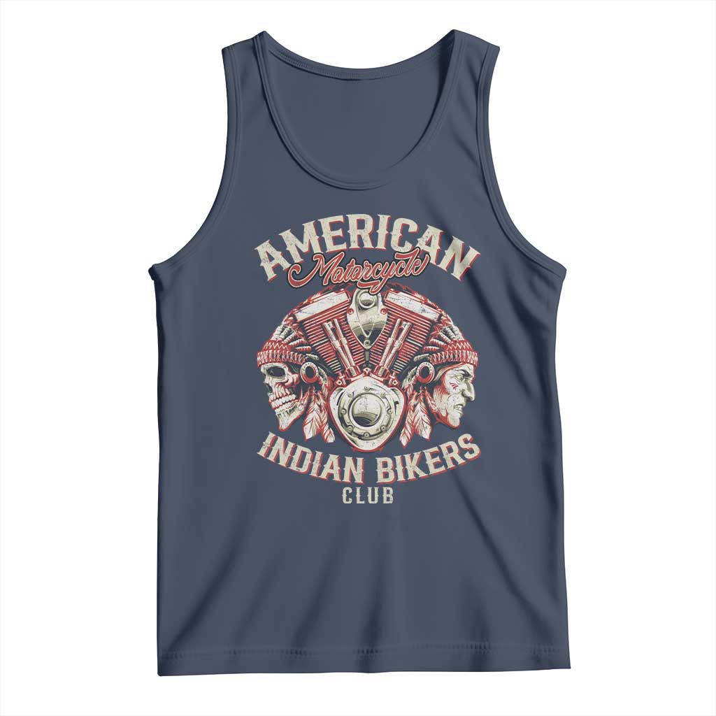 American Legendary Motorcycle Indian Biker Club Tank Top Vintage Motorbike Engine Native American Skull TS11 Navy Print Your Wear